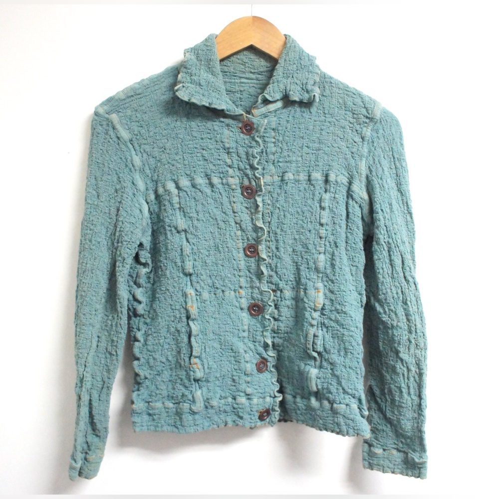 Me Issey Miyake Cauliflower Baby Blue Button Up Jacket Size S